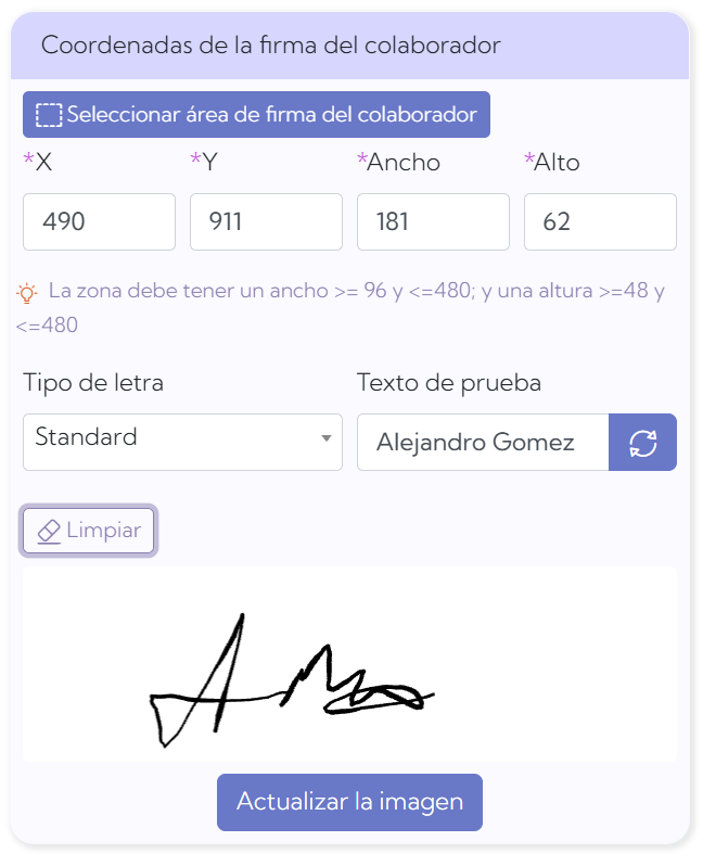 Tipo de letra de la firma
